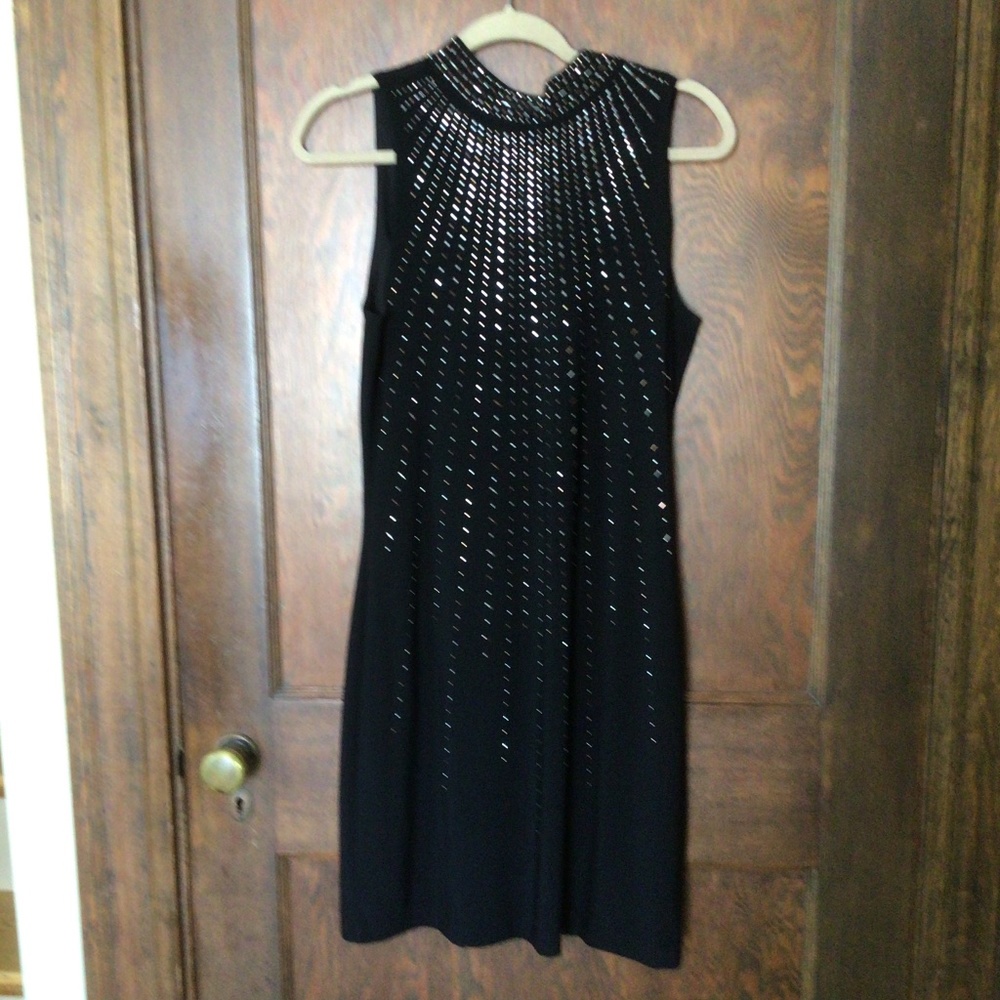 WHBM Black Embellished Shift Dress in sz small EUC - Picture 5 of 8